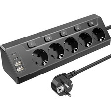 Steckdosenleiste mit USB 5 fach Ecksteckdose Mehrfachsteckdose Tisch Büro Küche