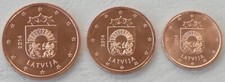 1+2+5 Cent Kursmünzen Lettland 2014 unz.