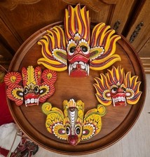 4 St Asiatische Masken Wandmasken - Sri Lanka Wandmasken Aus Holz 