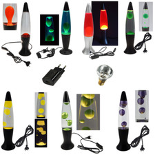 Lavalampe Glas Metallfuß inkl Leuchtmittel rot gelb blau grün lila metallic 40cm