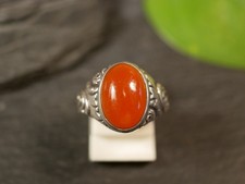 835 Silber Ring Besatz Oval Karneol Jugendstil Art Deco Siegelring Cabochon
