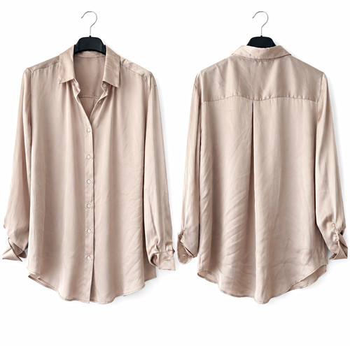 Damen satinbluse beige - beige, uni