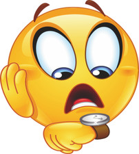 Aufkleber Smiley Uhr schauend