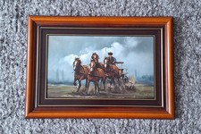 Ölgemälde Bán Tibor "Négyes fogat" 30 x 50 cm.