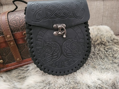Schwarze mittelalter tasche - schwarze,