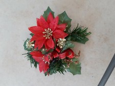 TOP: weihnachtlicher Kerzenring rot-gold-grün mit Blumen und Blättern