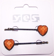 2x Haarklemmen Herz -Orange-