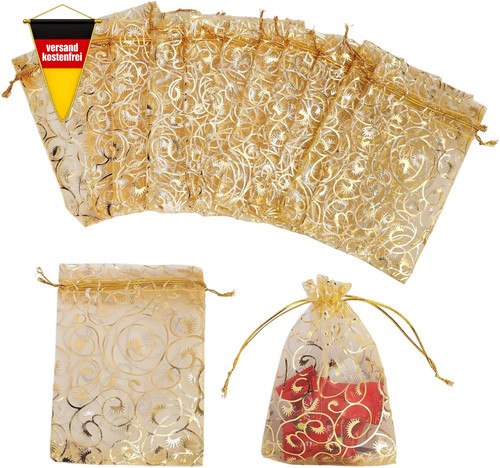 Gold organzasäckchen 10x15 - gold,