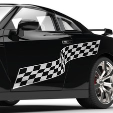 Autoaufkleber Rennflagge Karo Streifen Flagge Aufkleber Tuning Sticker #1286