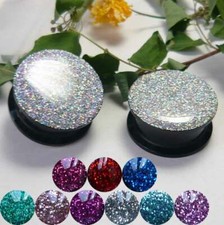 1 Paar Ohr Plug Piercing Glitter Flesh Tunnel Kunststoff Acryl Tube Glitzer
