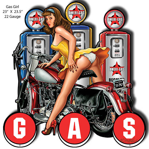 Blechschild gas pump pinup - pump",