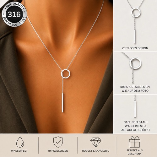 Damen bar halskette silber - bar‑y,