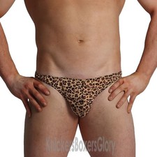 Mens Leopard Print Tarzan Brief Thong Underwear One Size