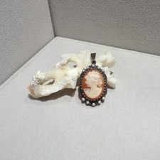 Gemme Camee Perlen Anhänger Vintage Retro Trachten Silber 925/- antik vergoldet