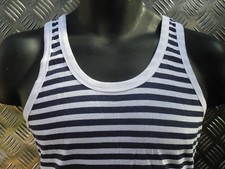 Russisch Sowjet USSR Cccp Stil Gestreift Seemann Telnjaschka Top Marineblau Neu