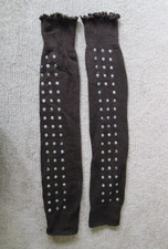 Stulpen Strickstulpen Wolle strümpfe overknee strick sexy nieten braun silber