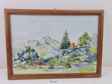 Aquarell Haus Berge Landschaft