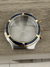 Vintage Gehäuse Eterna Airforce Chronograph Quarz 18 Gold und Stahl Herren 37 mm