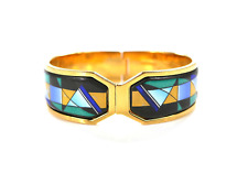 schöner Klapp-Armreif - MICHAELA FREY / Wien - geometr. Emaille - Vergoldung