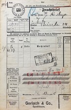 Bentheim, Frachtbrief der Bentheimer Kreis-Bahn, 1906-1910