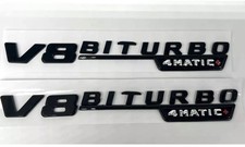 2X Schwarz GLANZ Mercedes Benz V8 Biturbo 4 Matic+ Emblem Logo Styling Kotflügel