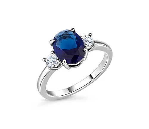 Diamant stil oval blau ring - diamant,