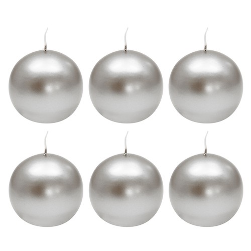 Kugelkerzen silber lackiert 6 - kugelkerzen,