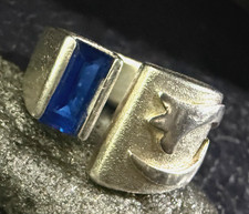 Schöner Ring Silber 925 Gr.55,5 mit blauen Stein, auffälliges Design (AN6)
