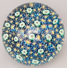 MURANO Millefiori PAPERWEIGHT türkis-blau Ø ca.8cm/ca.6,9cm hoch Aufkleber TOP