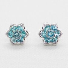 Neon Apatit CZ Ohrringe BLUME 925 Silber 585 Weißgold vergoldet