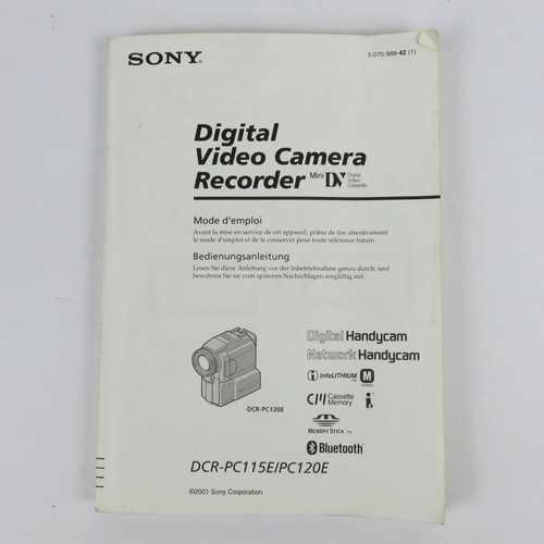 Manual only sony - manual, dcr-pc115e
