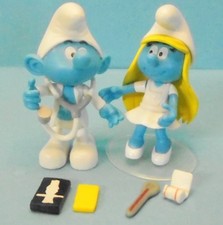 ARZT Schlumpf + KRANKENSCHWESTER Schlumpfine = 2 Figuren komplett DE AGOSTINI