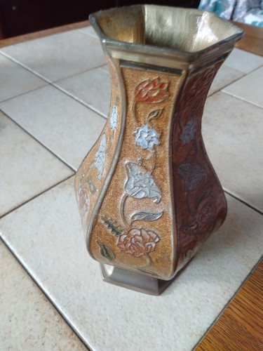 Vintage geätzter messingvase - vintage,