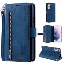 Hülle für Samsung Galaxy S21 FE 5G Vintage Reißverschluss Handyhülle PU Leder...