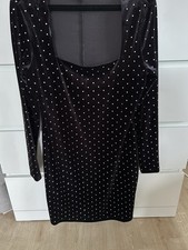 Abendkleid Samt schwarz mit Glitzersteinen H&M, Größe L. Neu