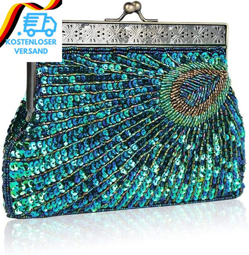 Damen luxus pfauen clutch - pfauen,