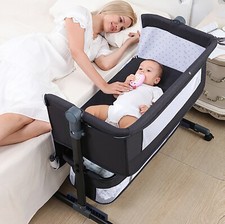 Kinderbett Babywiege höhenverstellbar Beistellbett Reisebett mit Rollen