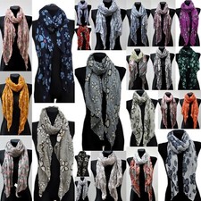 XXL Silk Seidenschal Lang Schal Langschal Halstuch Seide Tuch Blumen Damenschal 