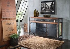 Industrial Style Sideboard Massivholz Anrichte Holz Altholz massiv Eisen Vintage