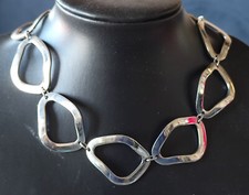 Modeschmuck Kette Collier SILBER große Glieder ausgeffallen  Halsband Zeitlos