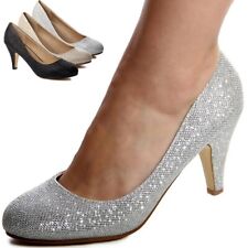 Glitzer Pumps Hochzeit Party Damenschuhe Plateau High Heels LUXUS