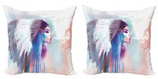 Amerikanischer Ureinwohner 2 Teiliges Kissenbezugs Set Raucherfigur