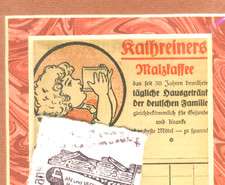 Ladentheken Antiquität "KATHREINERs Malzkaffee" Kassenzettel ~ 1922 Passepartout