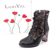 Laura Vita LEDAO Stiefeletten Boots Damenstiefel Schuhe Schwarz Leder Gr. 36