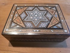 Alte Holz Mosaik Intarsien Schatulle, Box, Schmuckkästchen aus Jordanien 