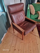 Mid Century Ledersessel, Dänemark, ca. 1960 Jahre 