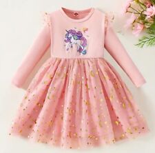Zauberhaftes Mädchen Kleid Einhorn Glitzer Tüll-Rock Gr.110