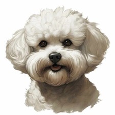 Designer Aufkleber / Sticker Decal Hunde -  Bichon Frisé Porträt 08