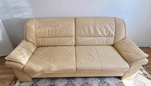 Ledercouch sitzer beige - 2,