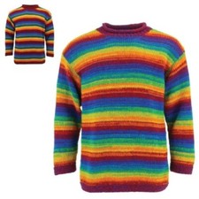 Wolle Pullover Regenbogen Grob Gestrickt Strickpulli LoudElephant Crew